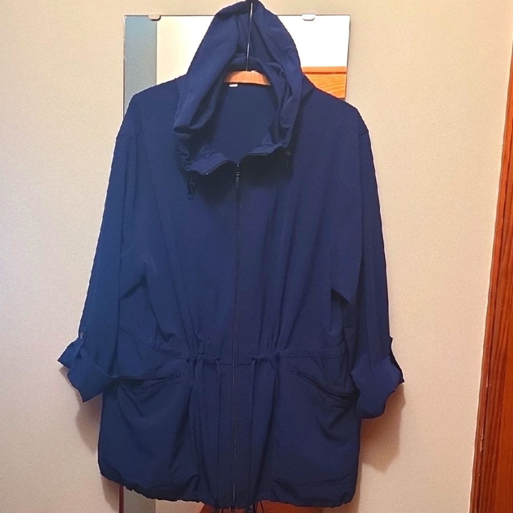 Chico's Bright Blue Utility Jacket with Hood Size Chicos 3 / 18